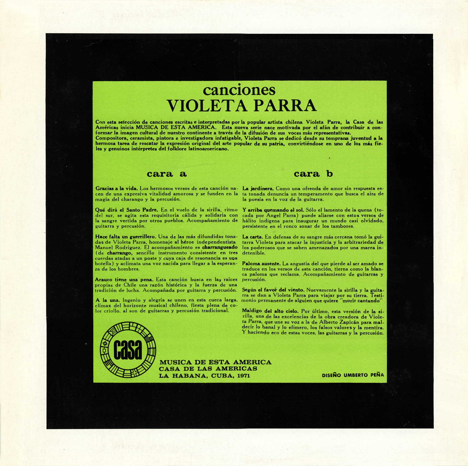 Violeta Parra - 1971 - Canciones Casa de las Americas - Violeta Parra 1971 - trasera.jpg