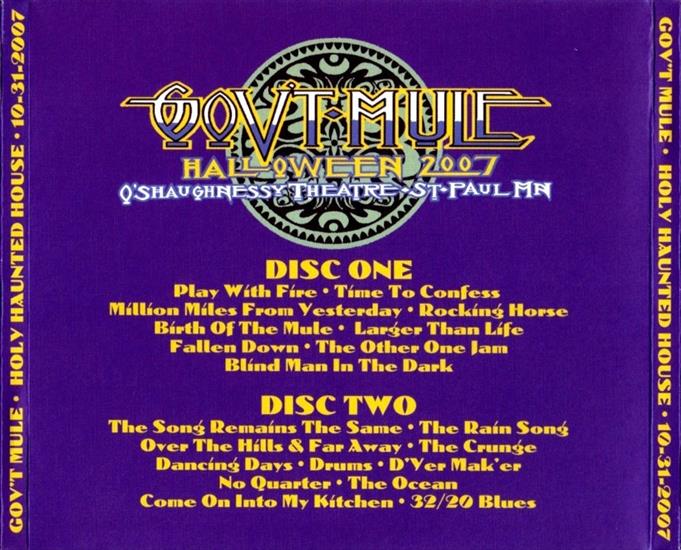 CD BACK COVER - CD BACK COVER - GOVT MULE - Holy Haunted House.bmp