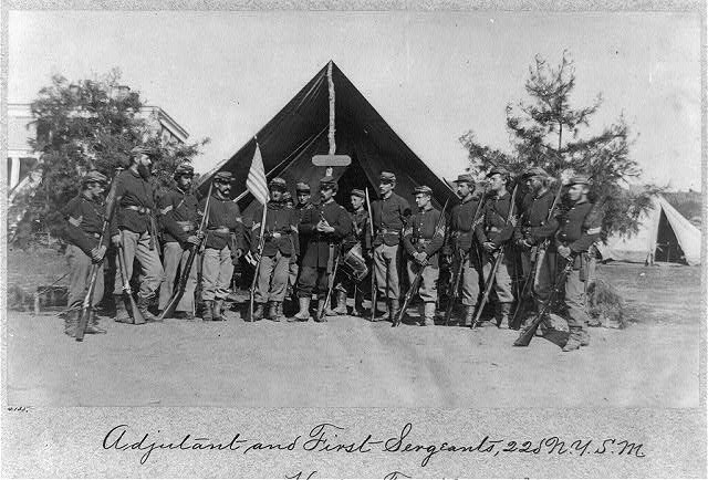 Obóz wojskowy - libofcongr111 Adjutant and First Sergeants, 22d New York State Militia near Harpers Ferry, Va.jpg