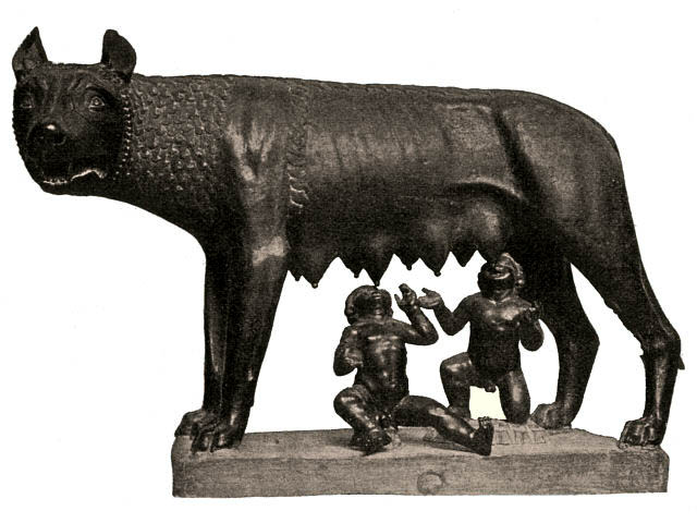 Rzym starożytny - geografia historyczna - obrazy - She-wolf_suckles_Romulus_and_Remus. Wilczyca Kapitolińska.jpg