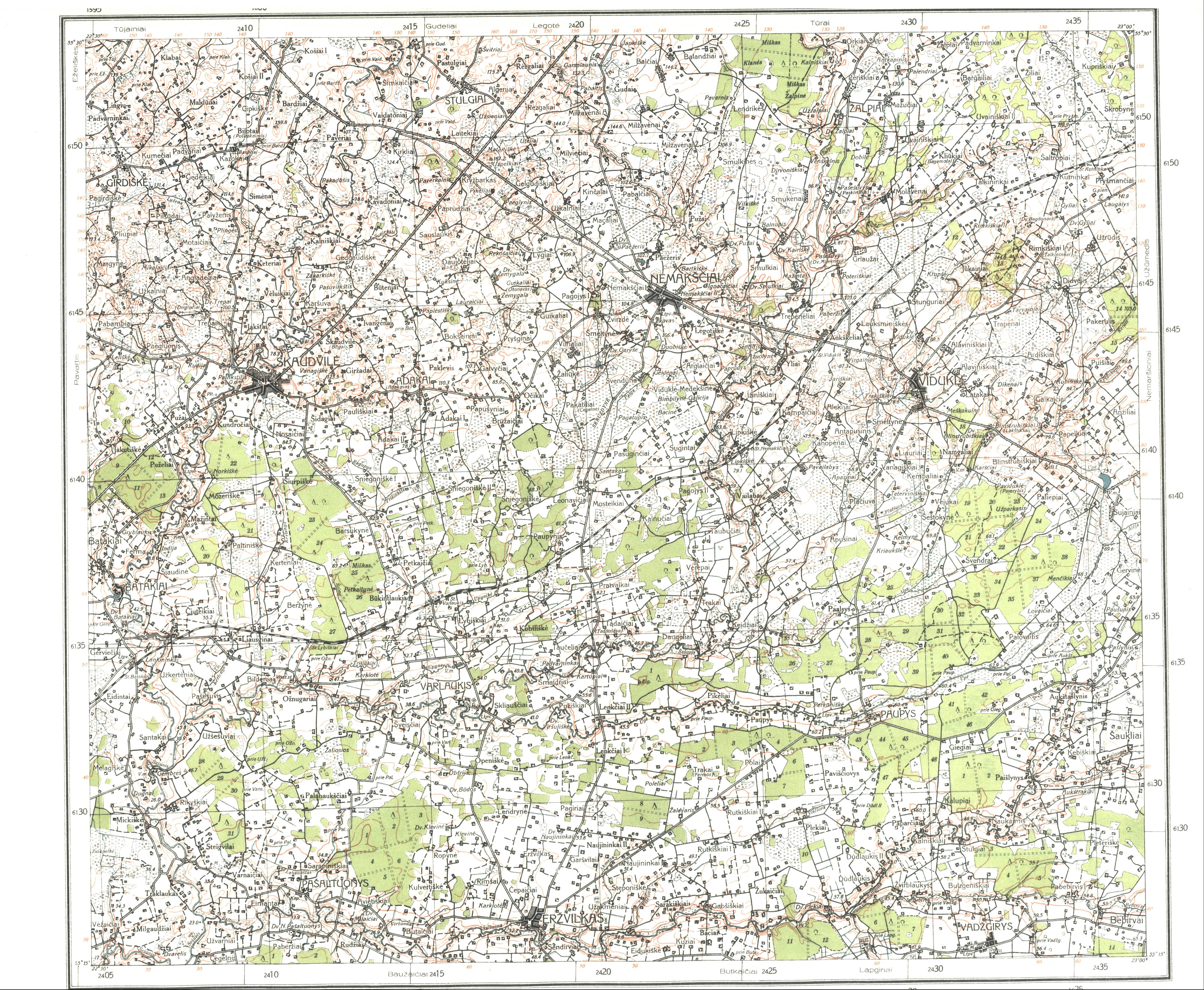 Mapa taktyczna Litwy 1-100.000 Lietuvos tabas - 1403 - Ervilkas.jpg