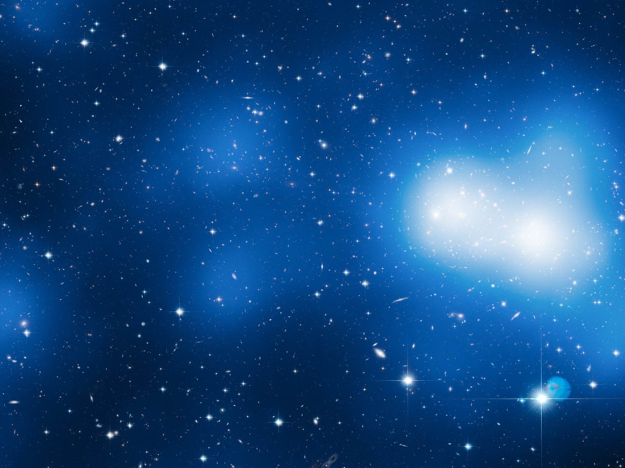 Fotki z teleskopu Hubblea - Hubble image of MACS J0717 with mass overlay.jpg