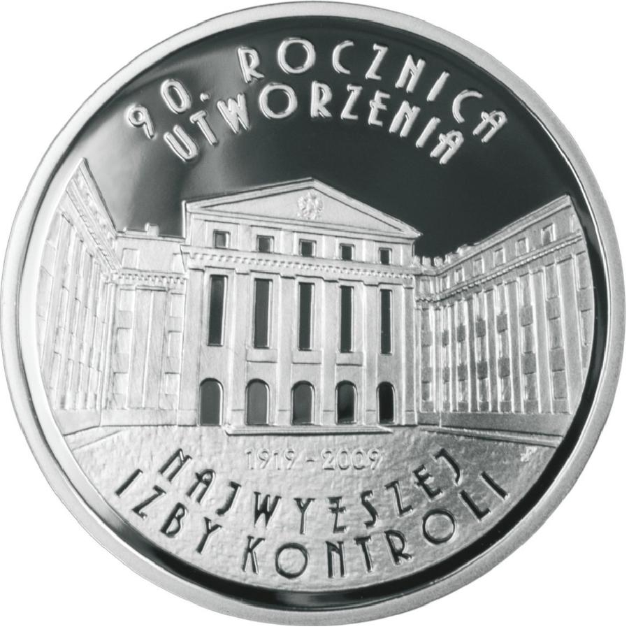 Monety Okolicznościowe 10 i 20 zł Srebrne Ag - 2009 - 90. rocznica utworzenia Najwyższej Izby Kontroli.JPG
