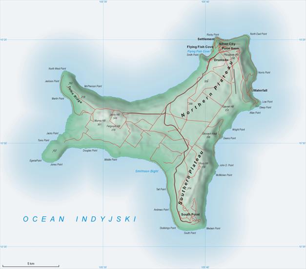 Wyspa Bożego Narodzeni - mapy - 640px-Christmas_Island_Map3.png