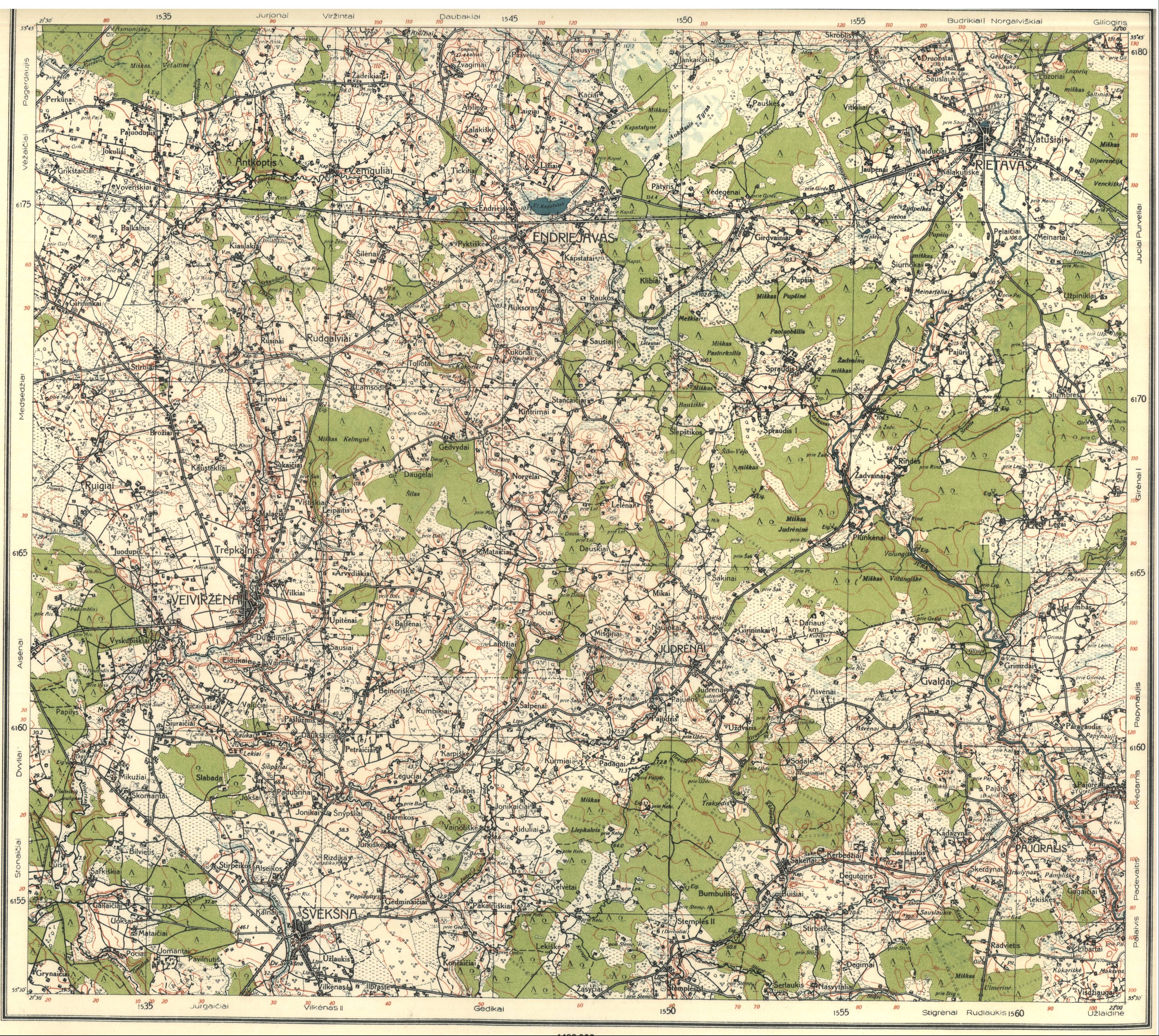 Mapa taktyczna Litwy 1-100.000 Lietuvos tabas - 1301 - Rietavas.jpg