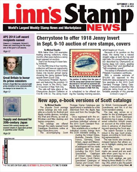 Poster - LINNS STAMP NEWS 2014.09.01 Vol.87 No. 4479 Worlds Largest Weekly Stamp News and Marketplace 2014, PDF.jpg