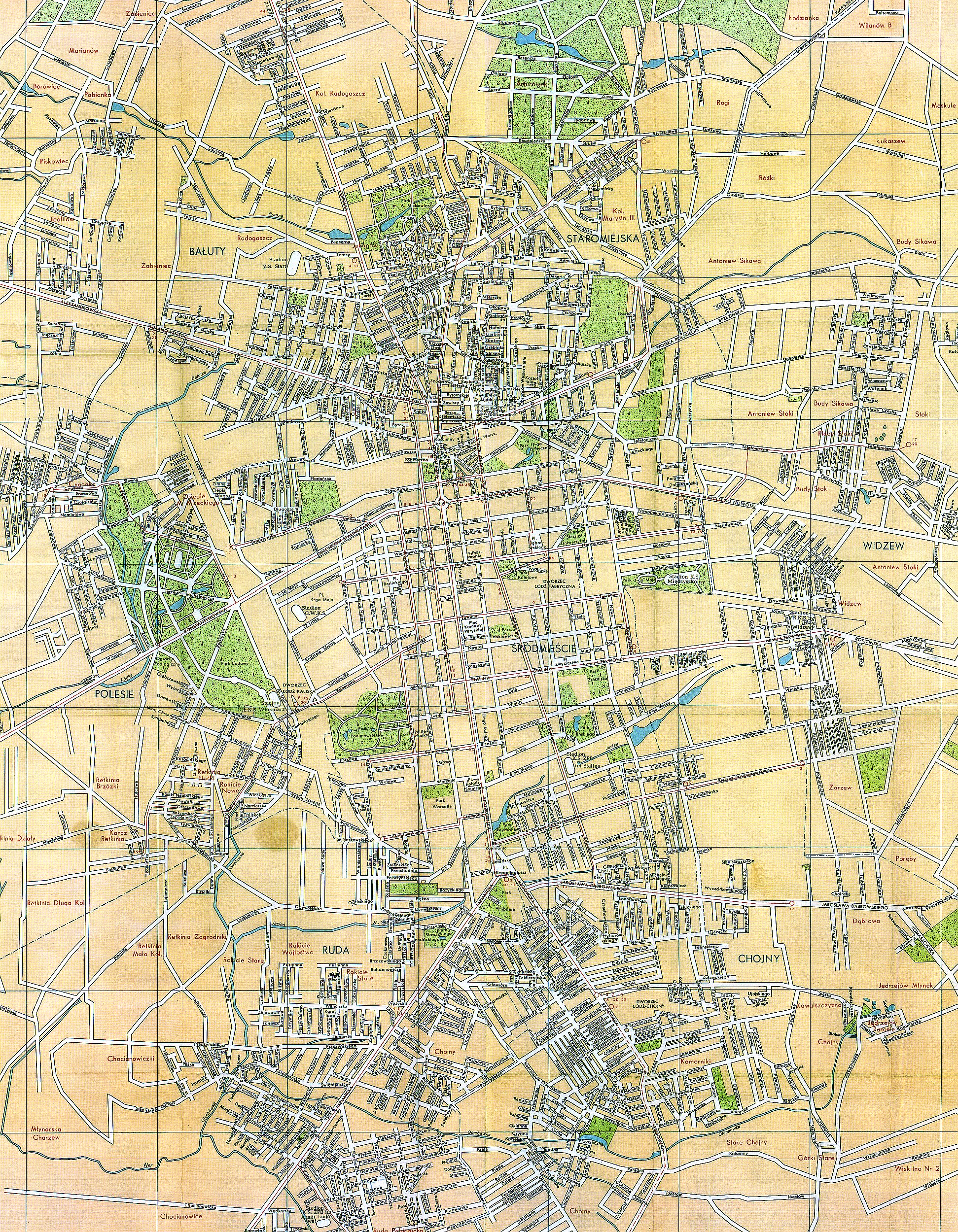 Mapy - fragment planu miasta ŁÓDŹ 1957 ROK.jpg